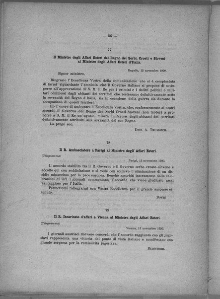 Libro verde sui negoziati diretti fra il Governo italiano e il Governo jugoslavo per la pace adriatica